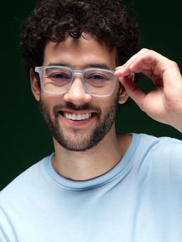 Voyage - Sky Blue Square Eyeglasses for Men & Women (52)
