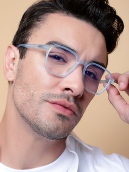 Voyage - Sky Blue Square Eyeglasses for Men & Women (53)