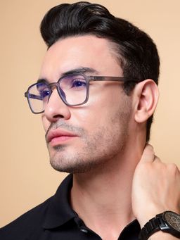 Voyage - Grey Square Eyeglasses for Men & Women (53)
