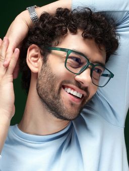 Voyage - Green Square Eyeglasses for Men & Women (52)