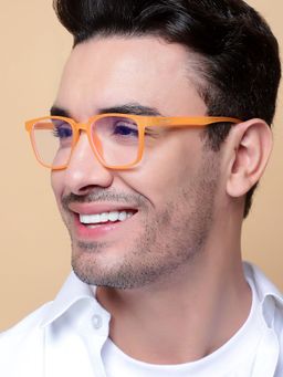 Voyage - Orange Square Eyeglasses for Men & Women (52)