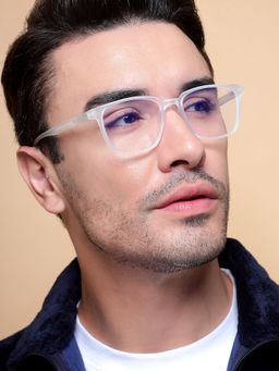 Voyage - Sky Blue Square Eyeglasses for Men & Women (52)