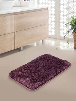 At Home by Nilkamal - Lurex Solid Polyester 16" x 24" Anti Slip Bath Mat (Purple)