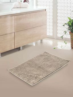 At Home by Nilkamal - Solid Knitted Fabric & Polyester 16" x 24" Anti Skid Bath Mat (Grey)