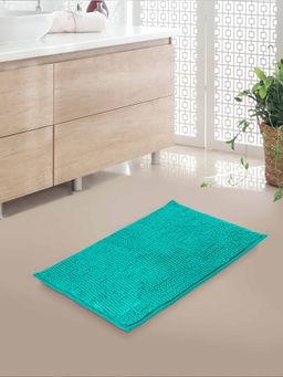 At Home by Nilkamal - Solid Polyester 16" x 24" Anti Skid Bath Mat (Green)
