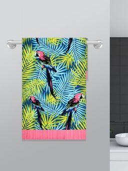 At Home by Nilkamal - Tropical Printed Bath Towel 70 x 150 cm (Blue & Green)