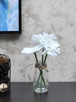 At Home by Nilkamal - artificial Glass Bottle Gerbera Potted Plant|15 x 22.5 cm|White
