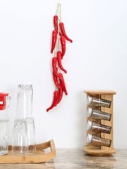 At Home by Nilkamal - Artificial Chillies Bunch|Height - 54 cm|Red