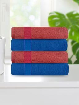 At Home by Nilkamal - Aquacado 38 x 58 cm Hand Towel Pack of 4 (Onion Pink & Irish Blue)