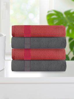 At Home by Nilkamal - Aquacado 38 x 58 cm Hand Towel Pack of 4 (Charcoal Grey & Onion Pink)
