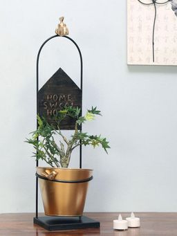 At Home by Nilkamal - Metal WaterTap Planter||16 x 53 cm|Black & Gold