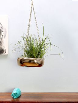 At Home by Nilkamal - Hanging Urli Planter (Gold)