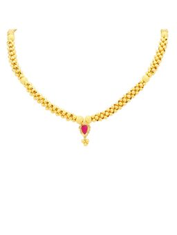 WHP Jewellers - 22K Thushi Necklace with Red Stone