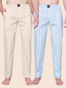 Urban Scottish - Multi-Color Stripes Cotton Regular Pyjama (Pack of 2)