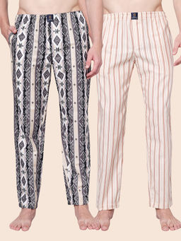 Urban Scottish - Multi-Color Stripes Cotton Regular Pyjama (Pack of 2)