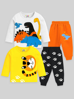 Kuchipoo - Multi-Color Printed T-shirts and Joggers (Set of 4)