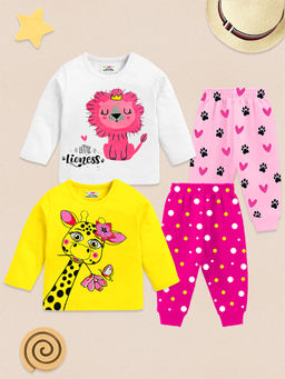 Kuchipoo - Multi-Color Printed T-shirts and Joggers (Set of 4)