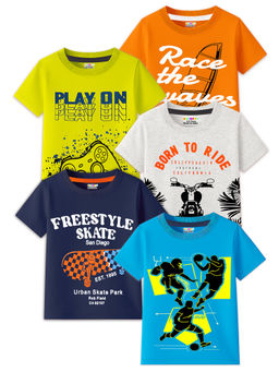 Kuchipoo - Boys Regular Fit Half Sleeves Cotton T-Shirts (Pack of 5)