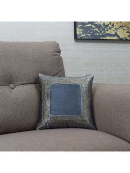 HomeTown - Manhattan Border Embroidered Cushion Cover 30 x 30 Cm in Charcoal Colour