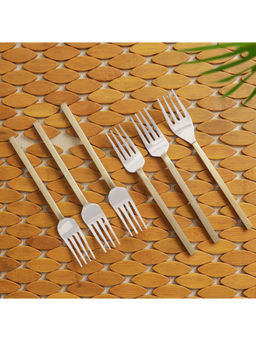 ExclusiveLane - Euphoric Enigma Hand-Crafted Table Forks In Stainless Steel and Brass (Set of 6)