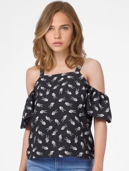 ONLY - Women Printed Black Top