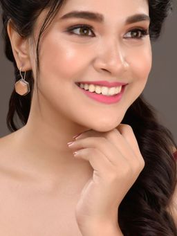 Saraf RS Jewellery - Silver Plated Hexagonal Drop Earrings