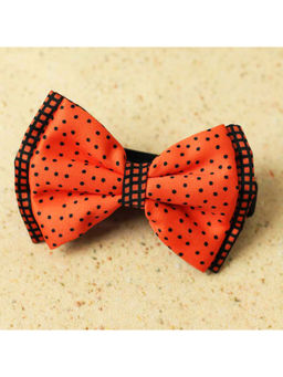 Tossido - Orange & Black Polkas Layered Bow with Adjustable Elastic Headband