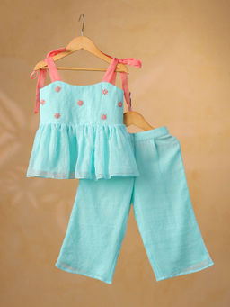 CASA NINOS - Blue Embroidered Top and Pant