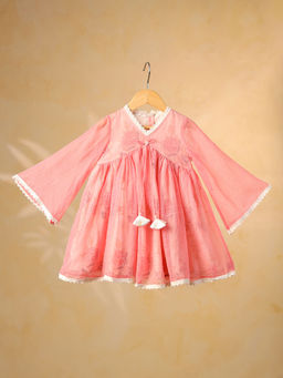 CASA NINOS - Peach Printed Dress