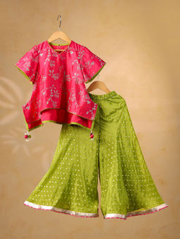 CASA NINOS - Pink Embroidered Kurta and Palazzo