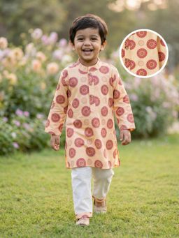 Desi Soota - Peach Printed Kurta and Pyjama