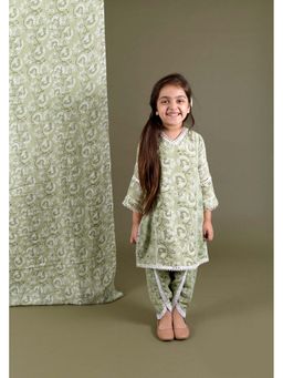 Chotibuti - Green Muslin Kurta Dhoti Set