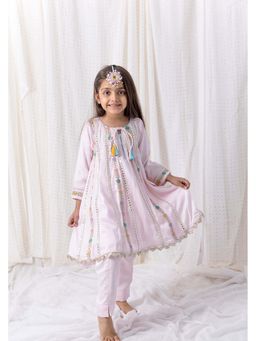 Chotibuti - Pink Muslin Mirror Work Kurta Set