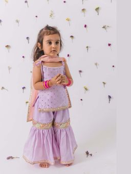 Chotibuti - Lavender Silk Embroidered Sharara Set