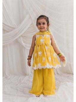 Chotibuti - Yellow Chanderi Thread Work Sharara Set