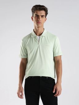 Calvin Klein - Green Solid Regular Fit Cotton Polo T-shirt