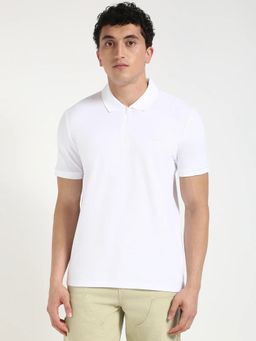 Calvin Klein - Solid White Regular Fit Cotton Polo T-shirt