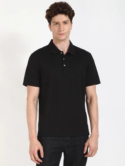 Calvin Klein - Black Striped Regular Fit Polyester Polo T-shirt