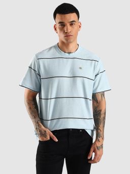 Calvin Klein - Blue Striped Relaxed Fit Cotton T-shirt