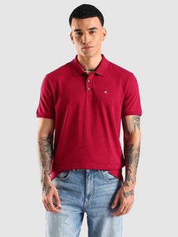 Calvin Klein - Red Solid Regular Fit Cotton Polo T-shirt