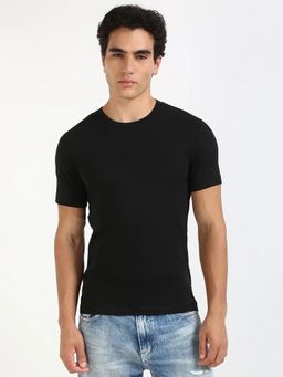 Calvin Klein - Black Embroidered Logo Slim Fit Cotton T-shirt