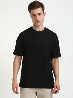 Calvin Klein - Black Textured Regular Fit Cotton T-shirt