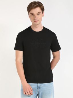 Calvin Klein - Black Embroidered Logo Regular Fit Cotton T-shirt