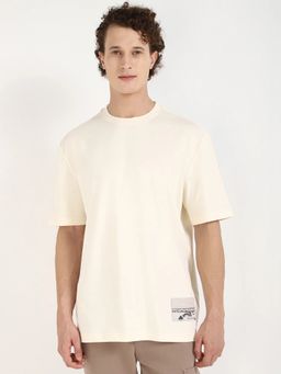 Calvin Klein - Cream Graphic Relaxed Fit Cotton T-shirt