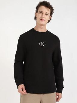 Calvin Klein - Black Embroidered Logo Relaxed Fit Cotton T-shirt