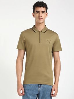 Calvin Klein - Solid Olive Regular Fit Cotton Polo T-shirt