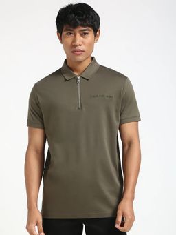 Calvin Klein - Solid Regular Fit Olive Cotton Polo T-shirt