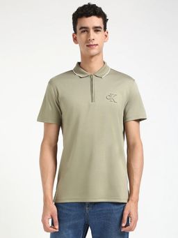 Calvin Klein - Solid Regular Fit Cotton Olive Polo T-shirt