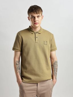 Calvin Klein - Olive Embroidered Logo Regular Fit Cotton Polo T-shirt