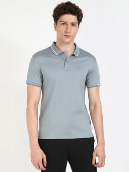 Calvin Klein - Blue Solid Regular Fit Cotton Polo T-shirt